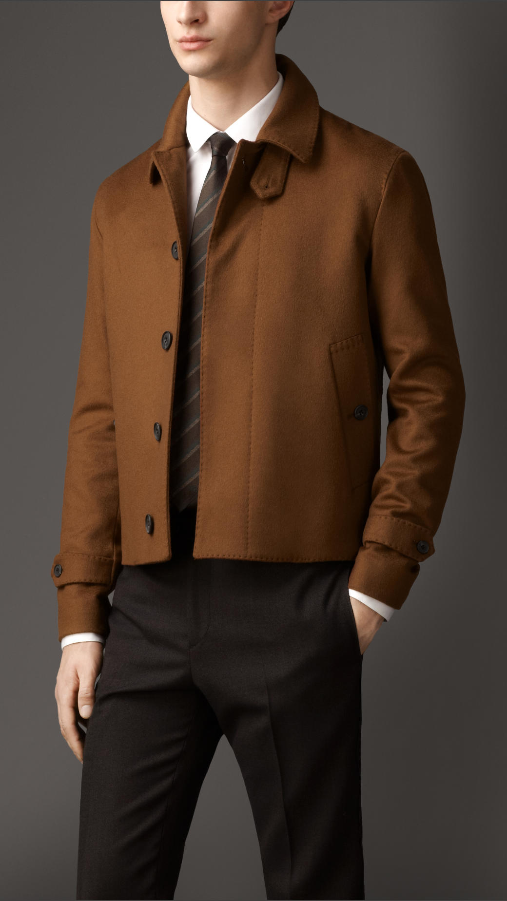 Download Burberry Cashmere Harrington Jacket in Brown for Men - Lyst