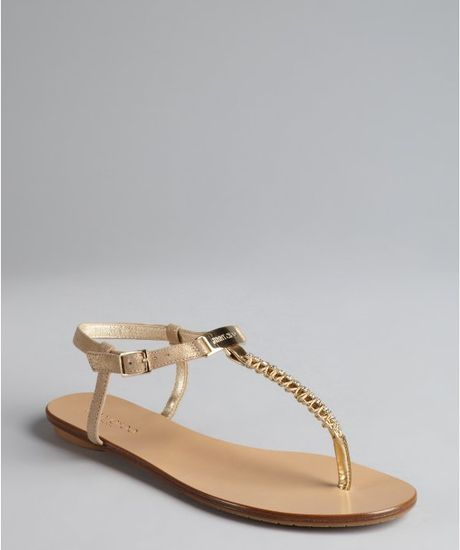 Jimmy Choo Gold Leather Crystal Embellished Tstrap Wander Sandals in ...
