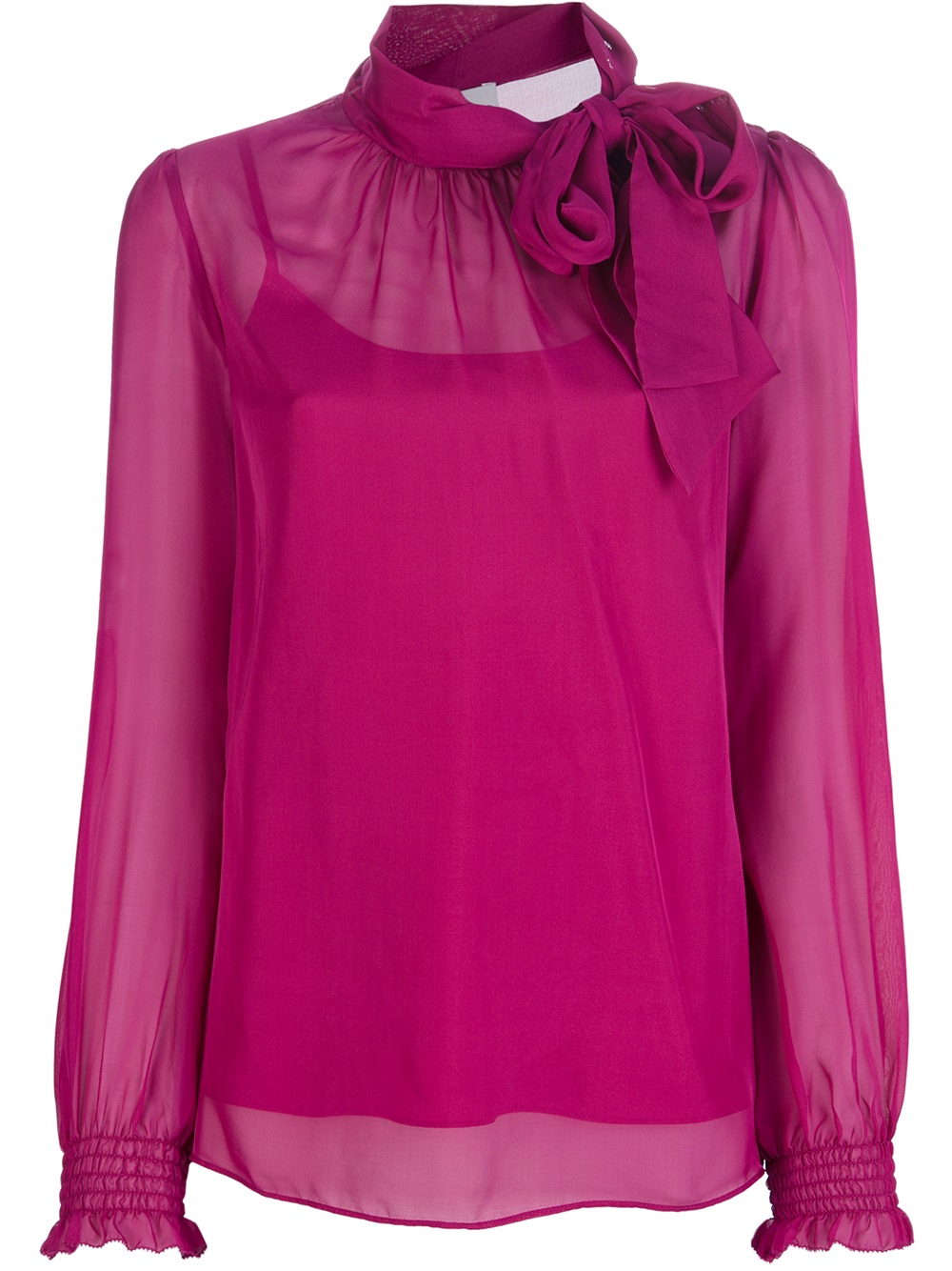 Lyst Red Valentino Pussybow Silk Blouse In Pink