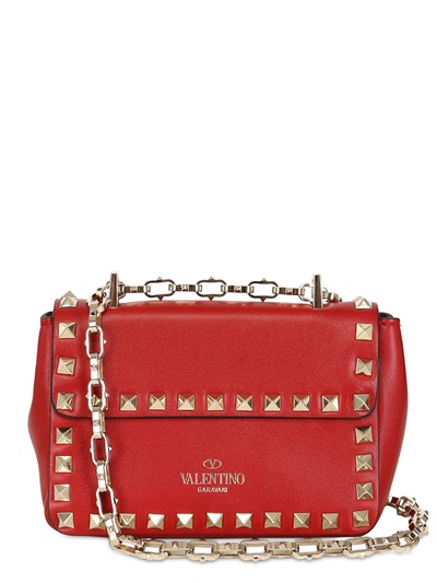 Valentino Rockstud Nappa Leather Bag in Red | Lyst