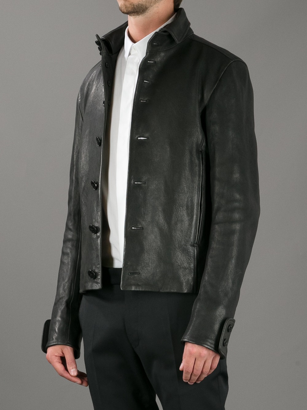 Ann Demeulemeester Shark Skin Jacket In Black For Men Lyst Gallery