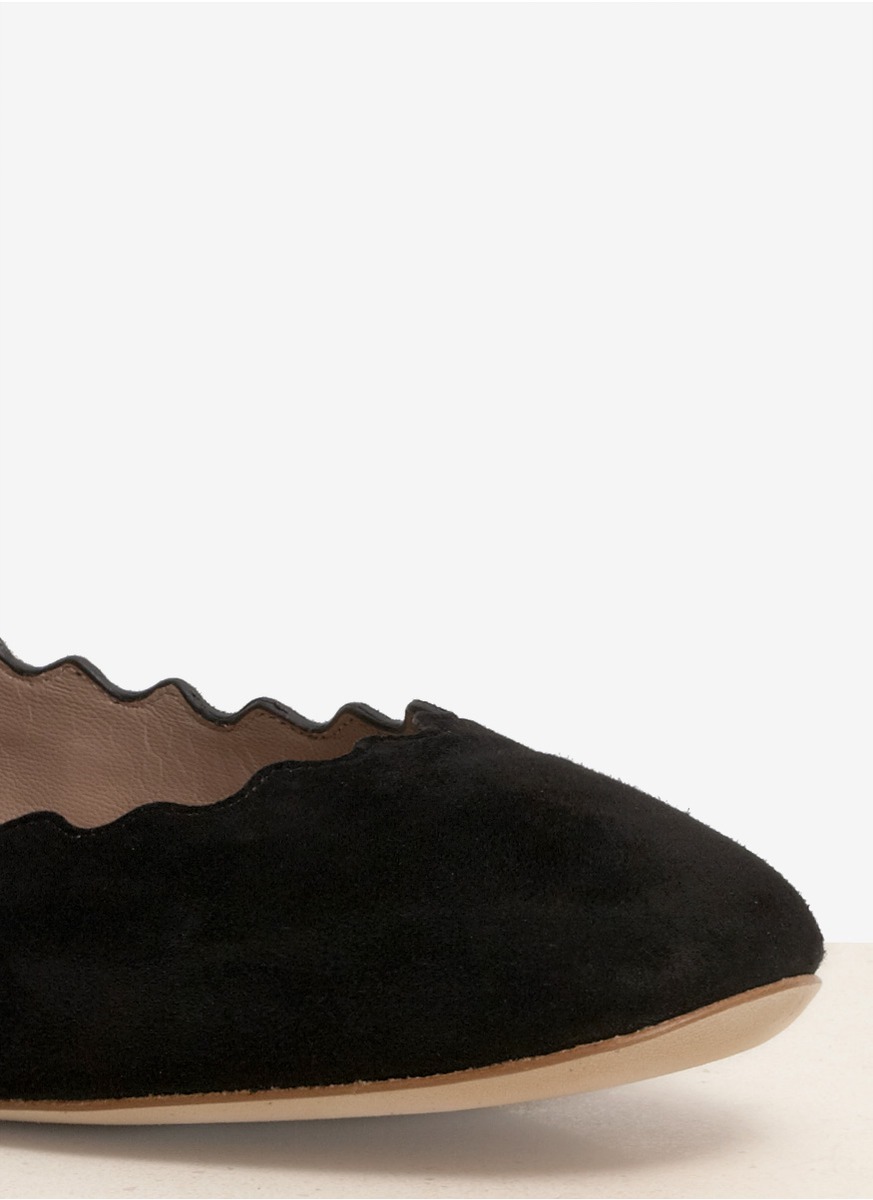 black scalloped ballet flats
