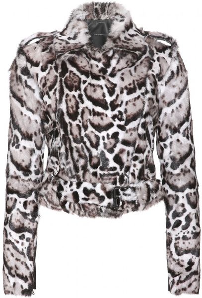 Christopher Kane Jaguar Leather and Fur Biker Jacket in Gray (black ...