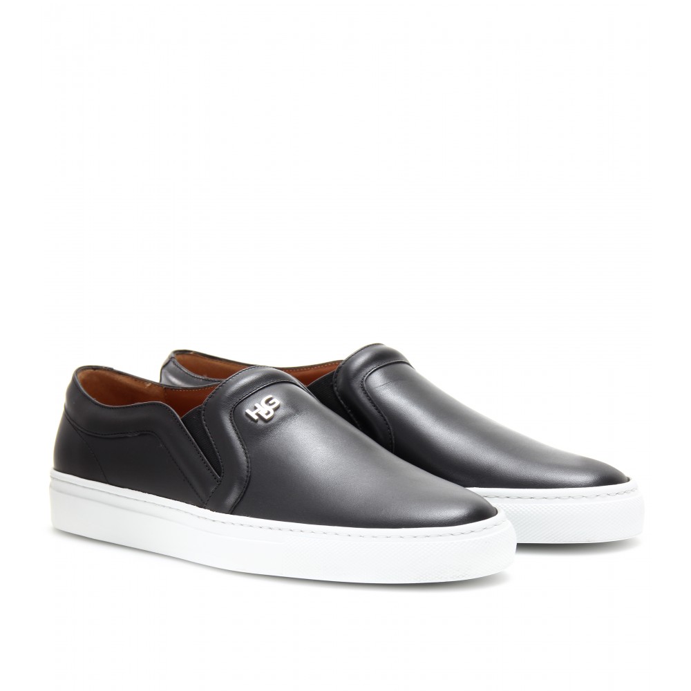 lyst givenchy slipon leather sneakers in black lyst givenchy slipon leather sneakers in black