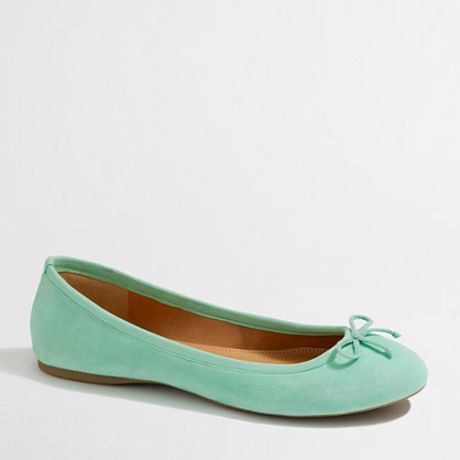 J.crew Factory Classic Suede Ballet Flats in Green (cafe mint) | Lyst