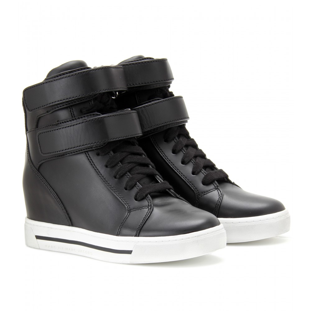 Lyst - Marc By Marc Jacobs Leather Hightop Wedge Sneakers in Black