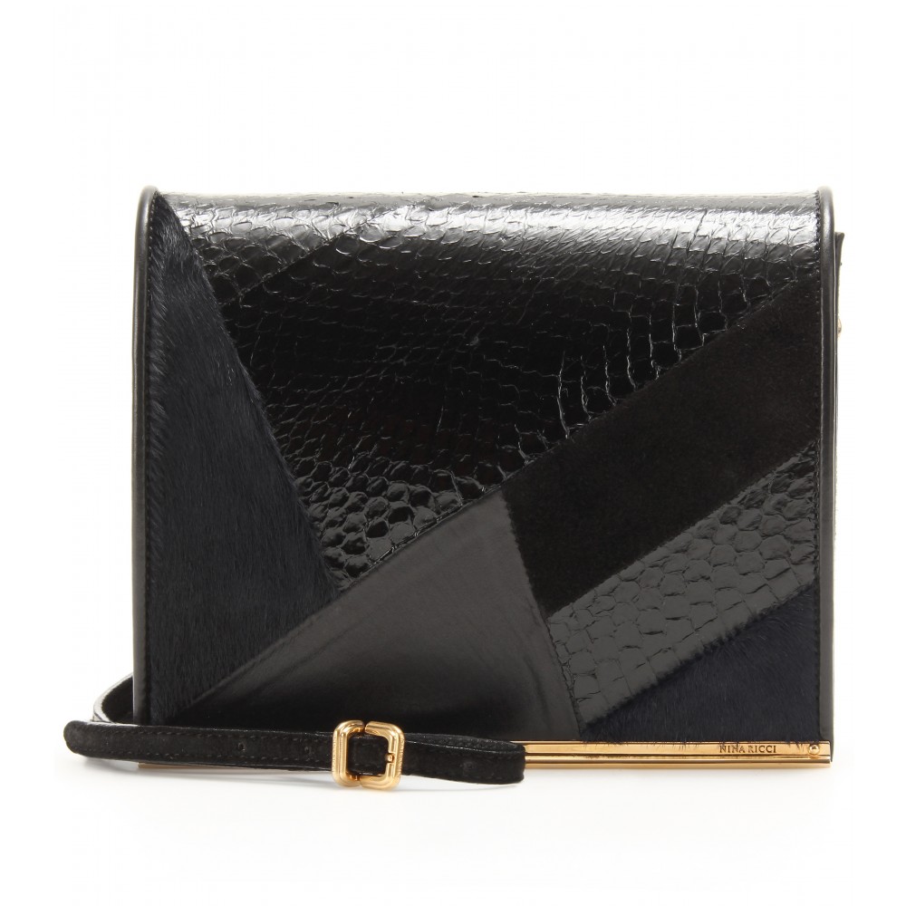 Lyst - Nina Ricci Snakeskin and Leather Shoulder Bag in Black