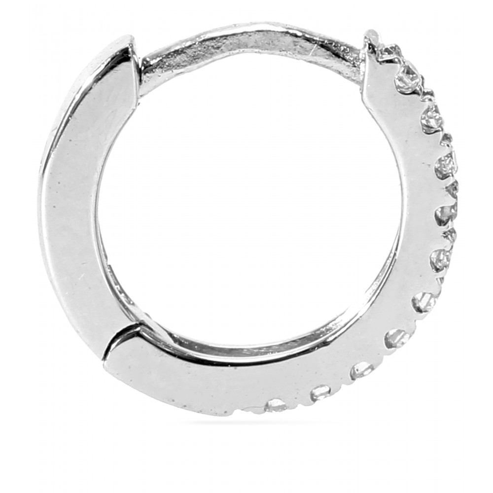 Lyst - Stone 18kt White Gold Tiny Hoop Earrings with White Pavé ...