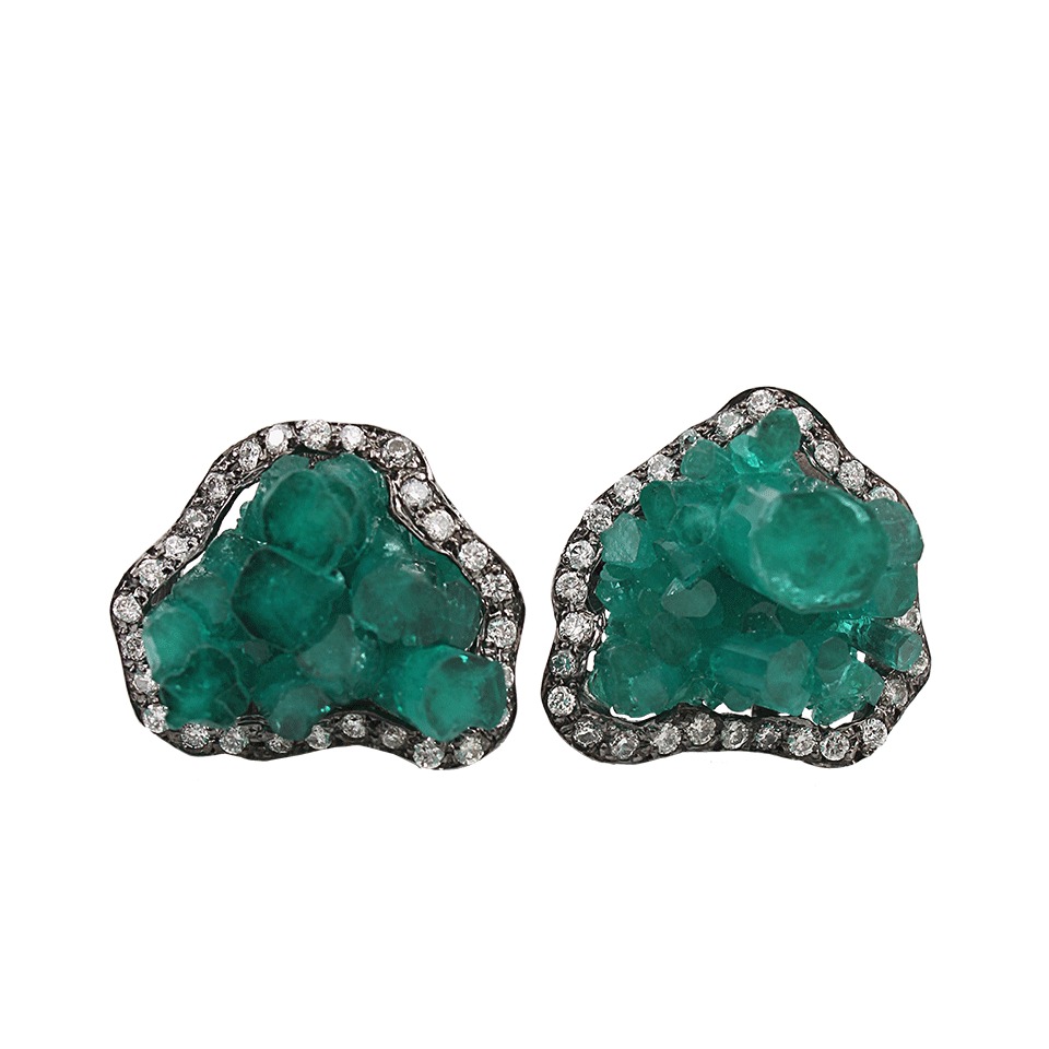 Lyst Colette Emerald Crystal Stud Earrings With Diamonds In Green Gallery