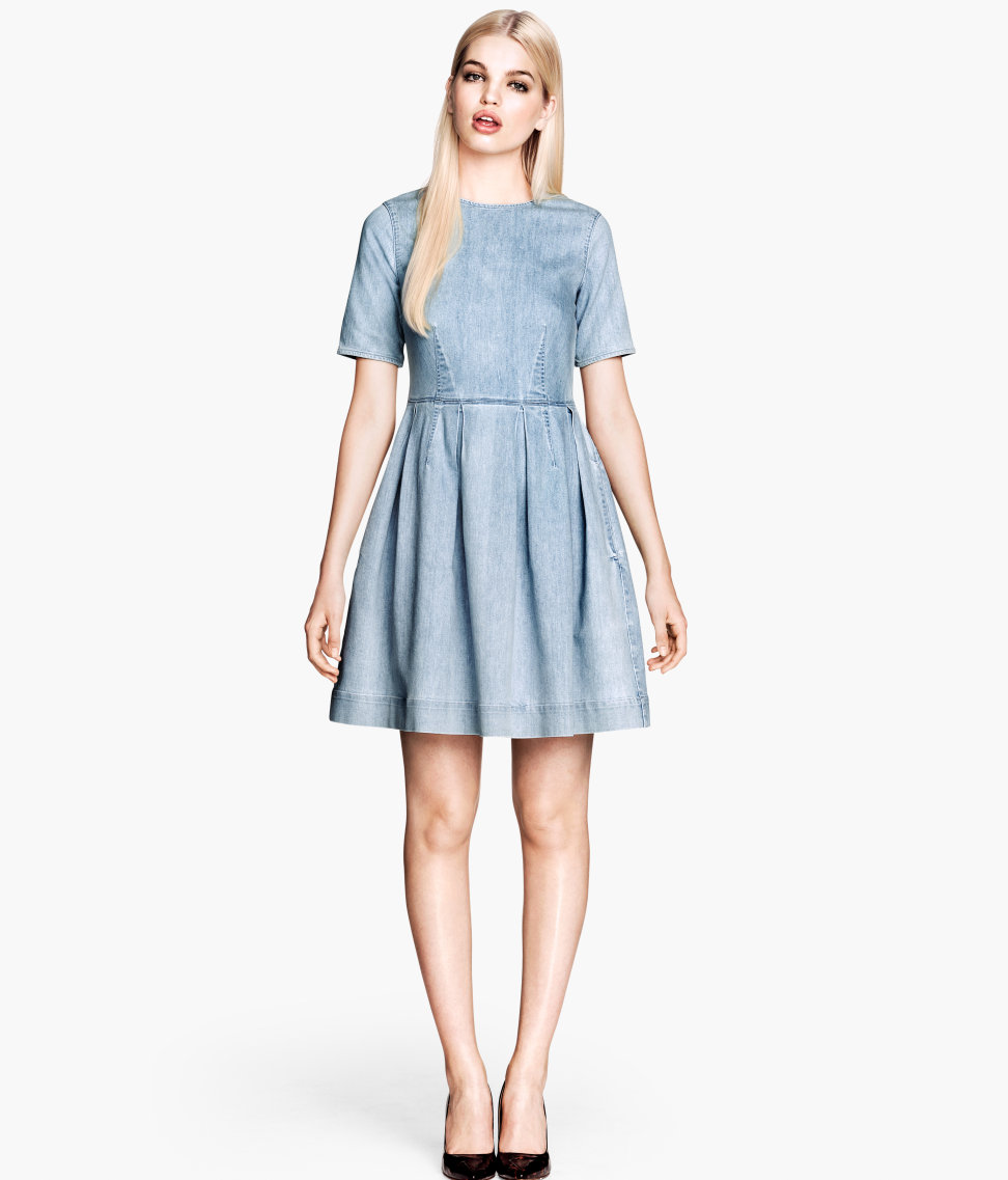 H&m Denim Dress in Blue  Lyst