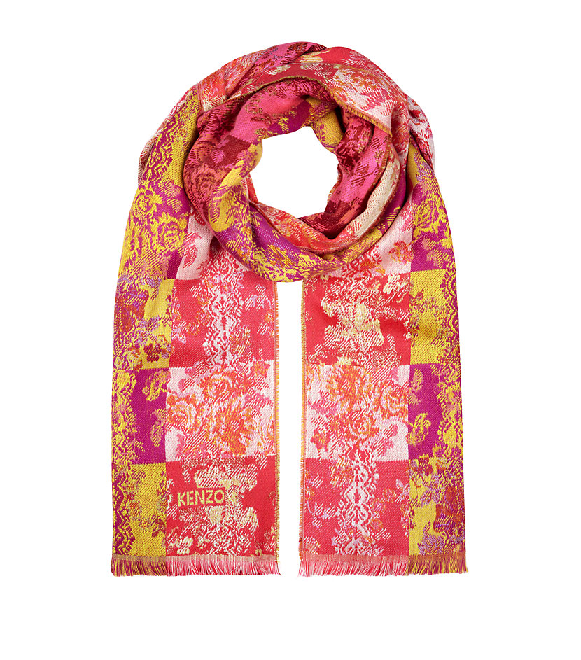 Kenzo Soft Baroque Wool Silk Scarf in Red (pink) | Lyst