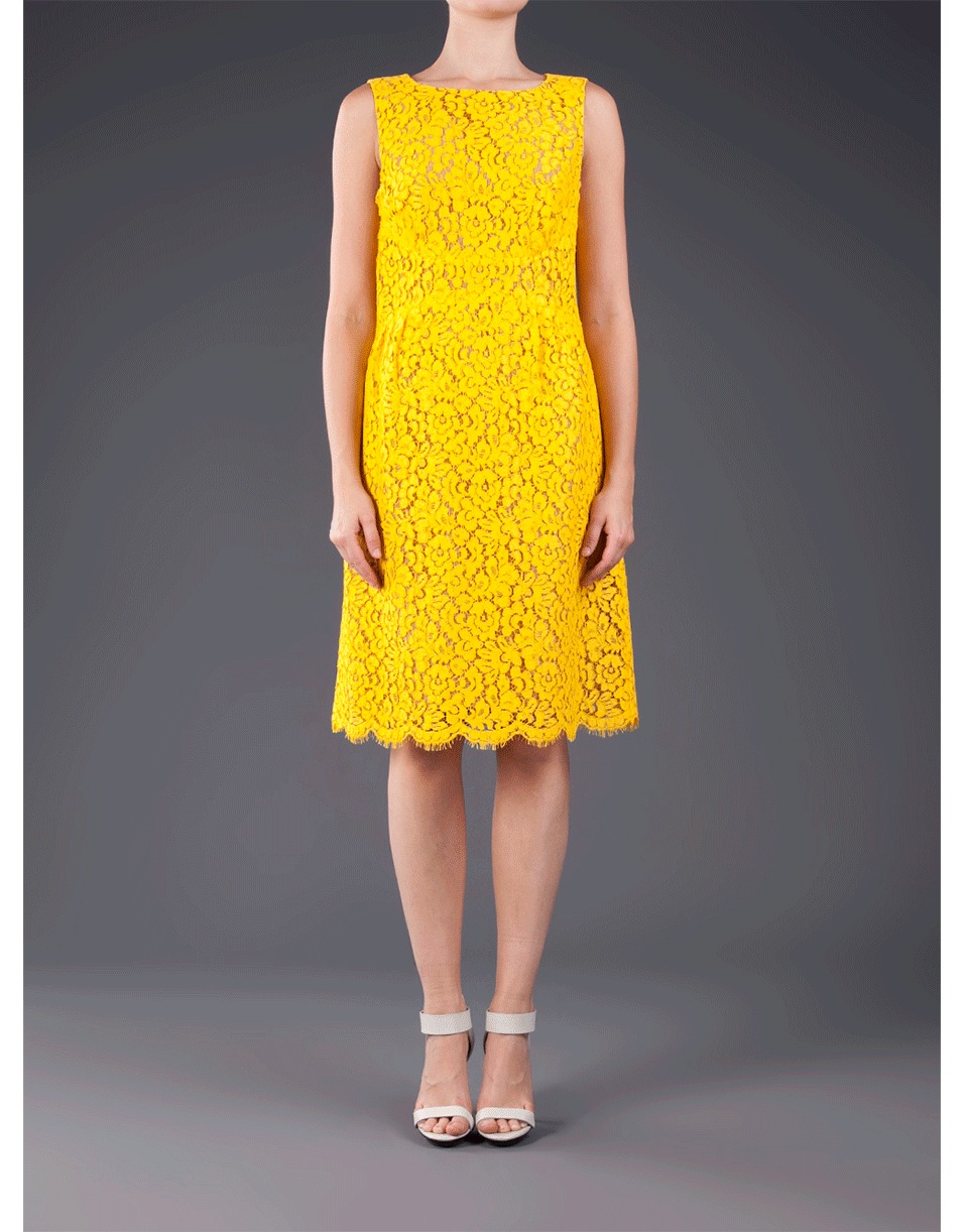 Lyst - Michael Kors Sleeveless Cotton Floral Lace Dress in Yellow
