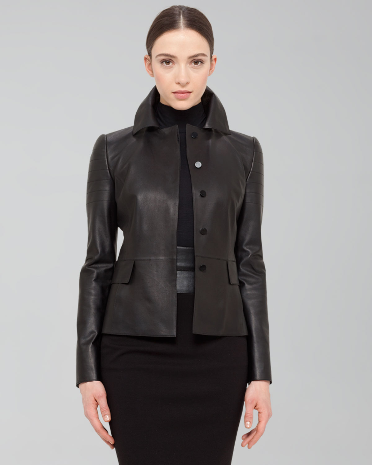Akris Punto Quiltdetail Napa Leather Jacket Black in Black - Lyst