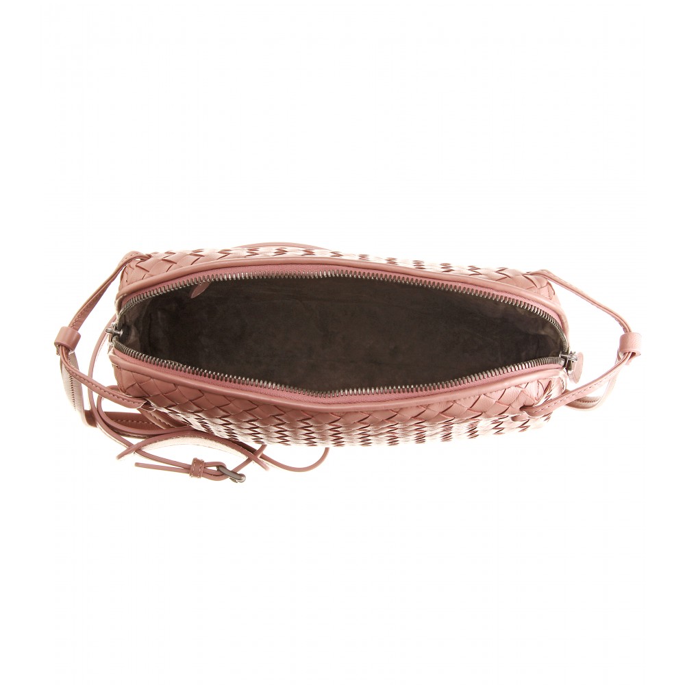 Bottega veneta Intrecciato Leather Cross Body Bag in Pink | Lyst