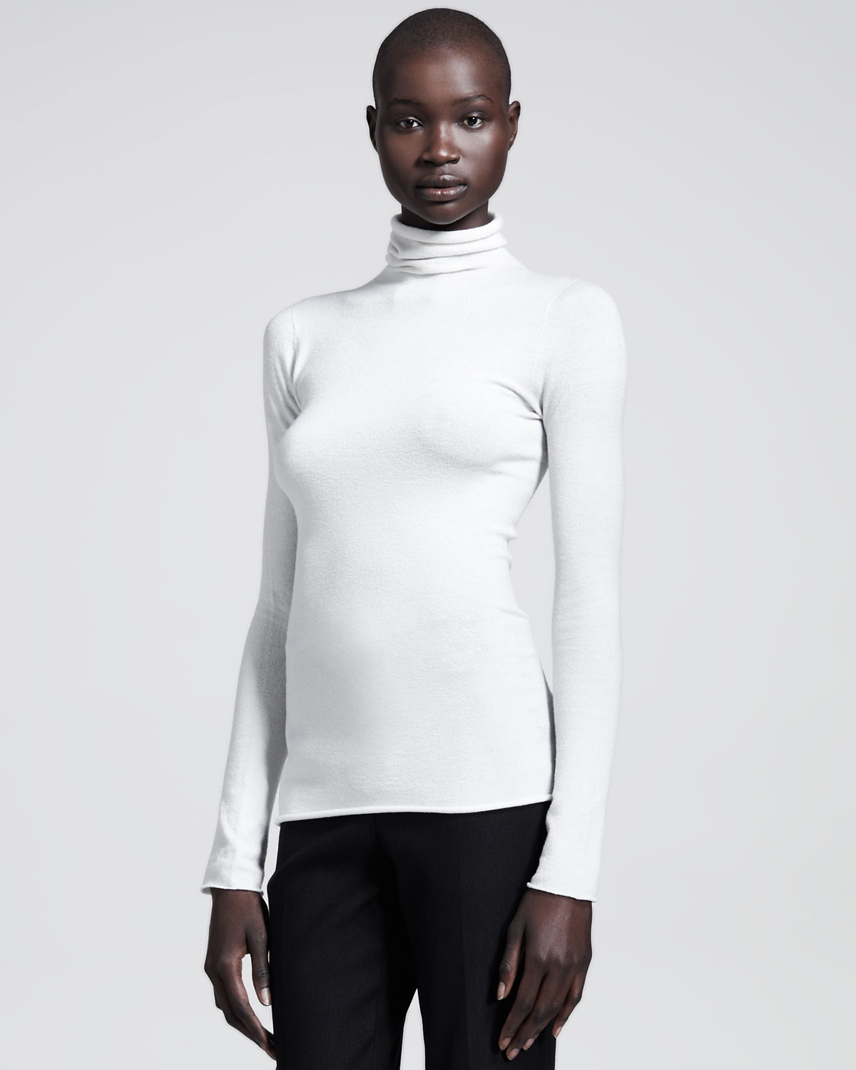 Lyst - The Row Fitted Stretch Turtleneck in White