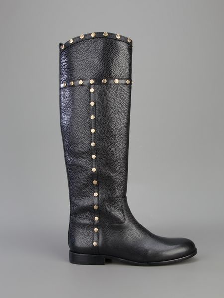 Tory Burch Studded Knee High Boot in Black | Lyst