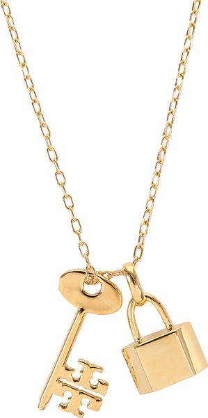 Tory Burch Riley Lock And Key Pendant in Gold (Shiny gold) | Lyst