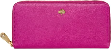 Mulberry Tree Zip Around Wallet in Pink (Mulberry Pink Glossy Goat) | Lyst