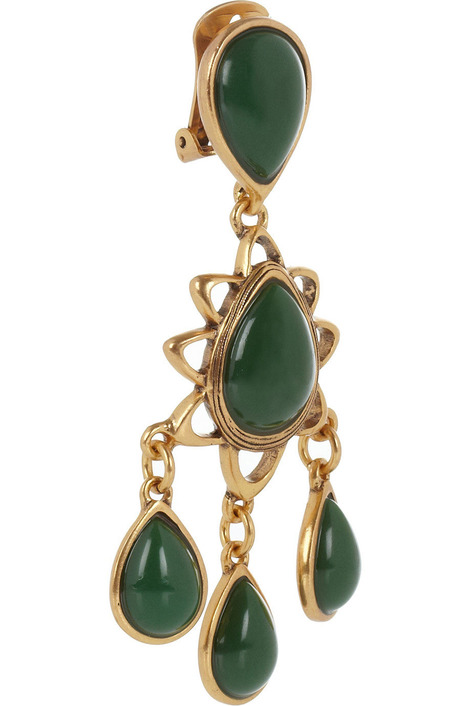 Lyst - Oscar De La Renta Asymmetric Crystal Clip Earrings in Green