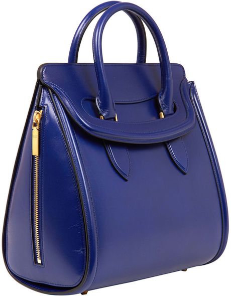 Alexander Mcqueen Medium Blue Heroine Smooth Leather Tote Bag in Blue ...