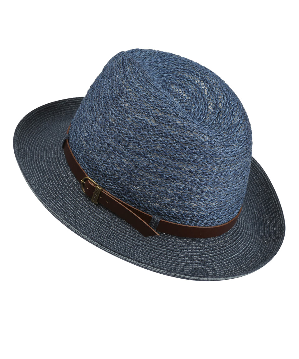Grevi Blue Open Weave Fedora Hat with Belt in Blue for Men Lyst