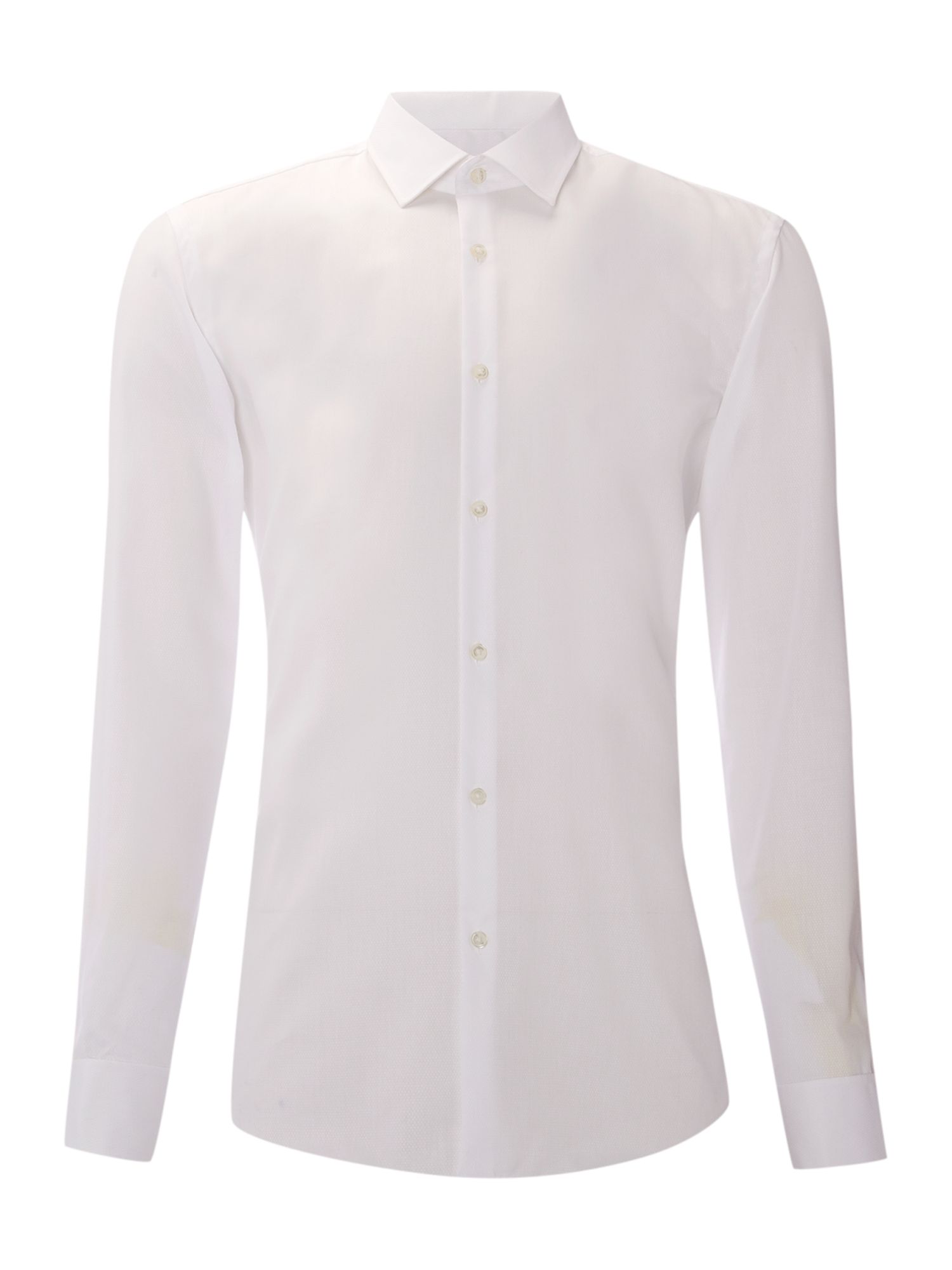 Hugo Boss Long Sleeve Pattern Jaques Cotton Shirt in White for Men | Lyst