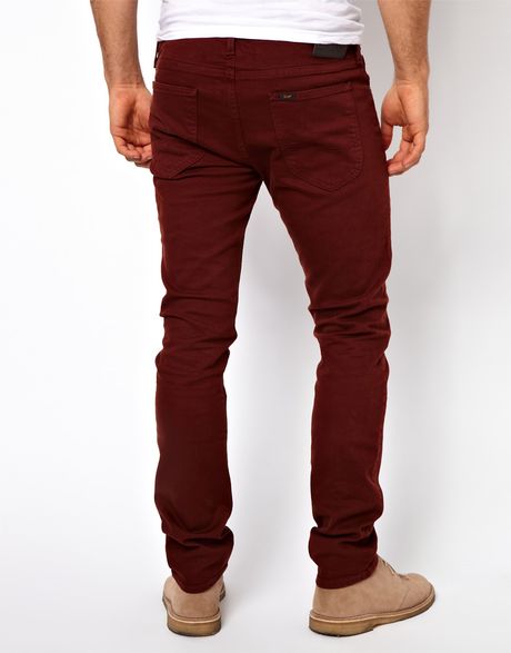 Asos Lee Jeans Luke Slim Tapered Fit Colored Denim in Red for Men ...