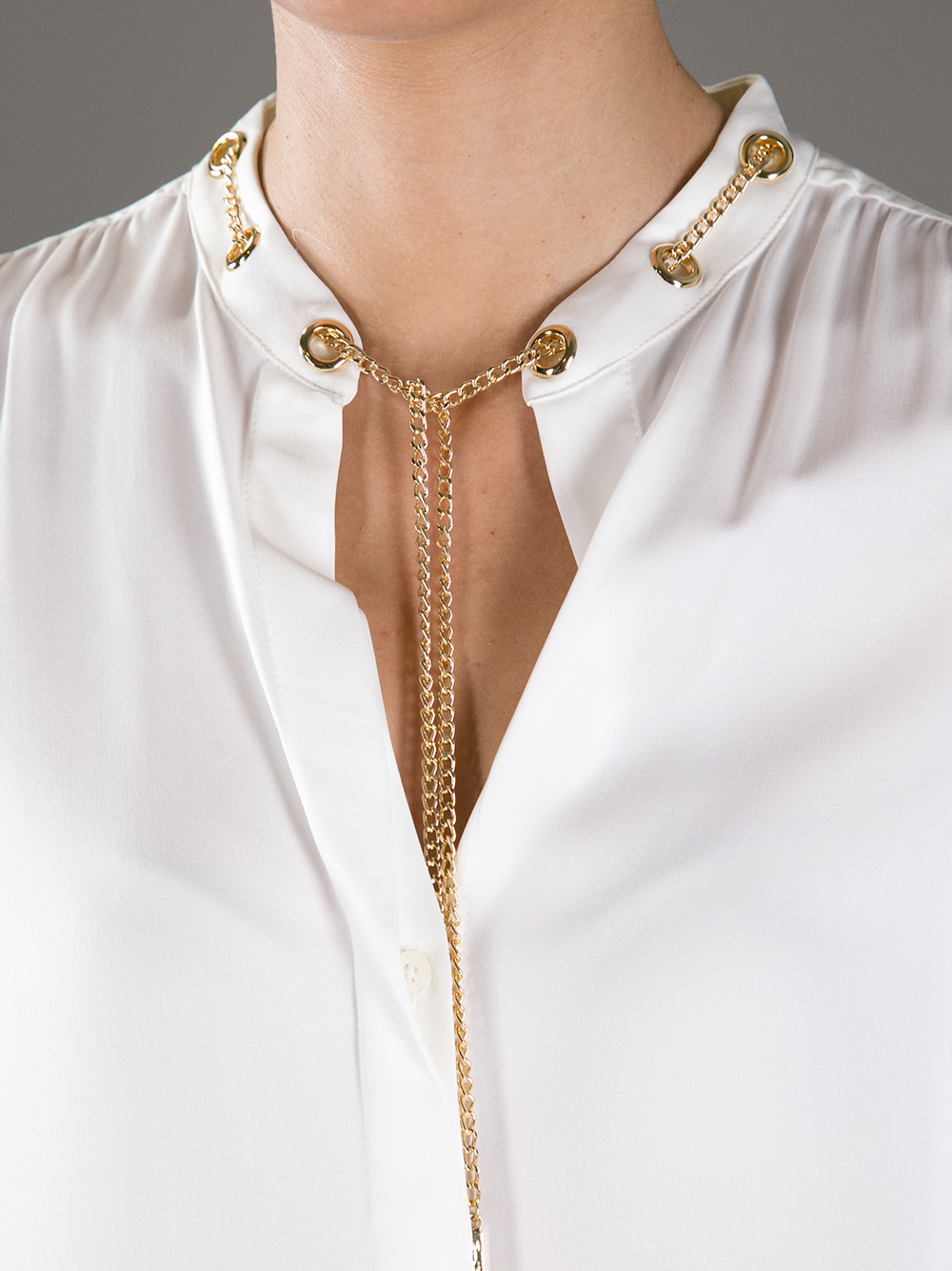 Michael michael kors Chain Detail Blouse in White Lyst