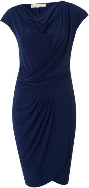 Michael Michael Kors Sleeveless Drape Dress in Blue (Sapphire) | Lyst