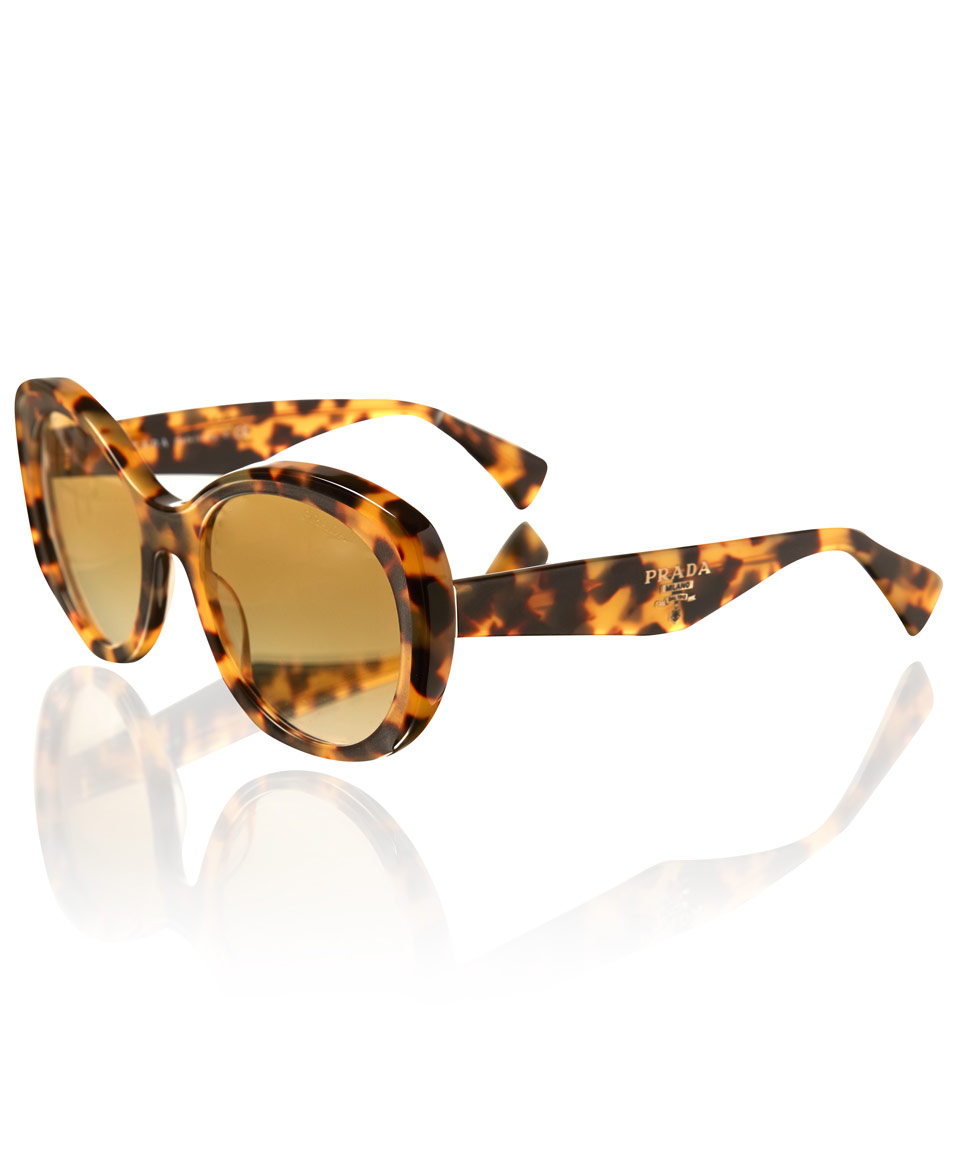 Lyst Prada Tortoiseshell Oversized Curvy Cat Eye Sunglasses In Metallic 7815