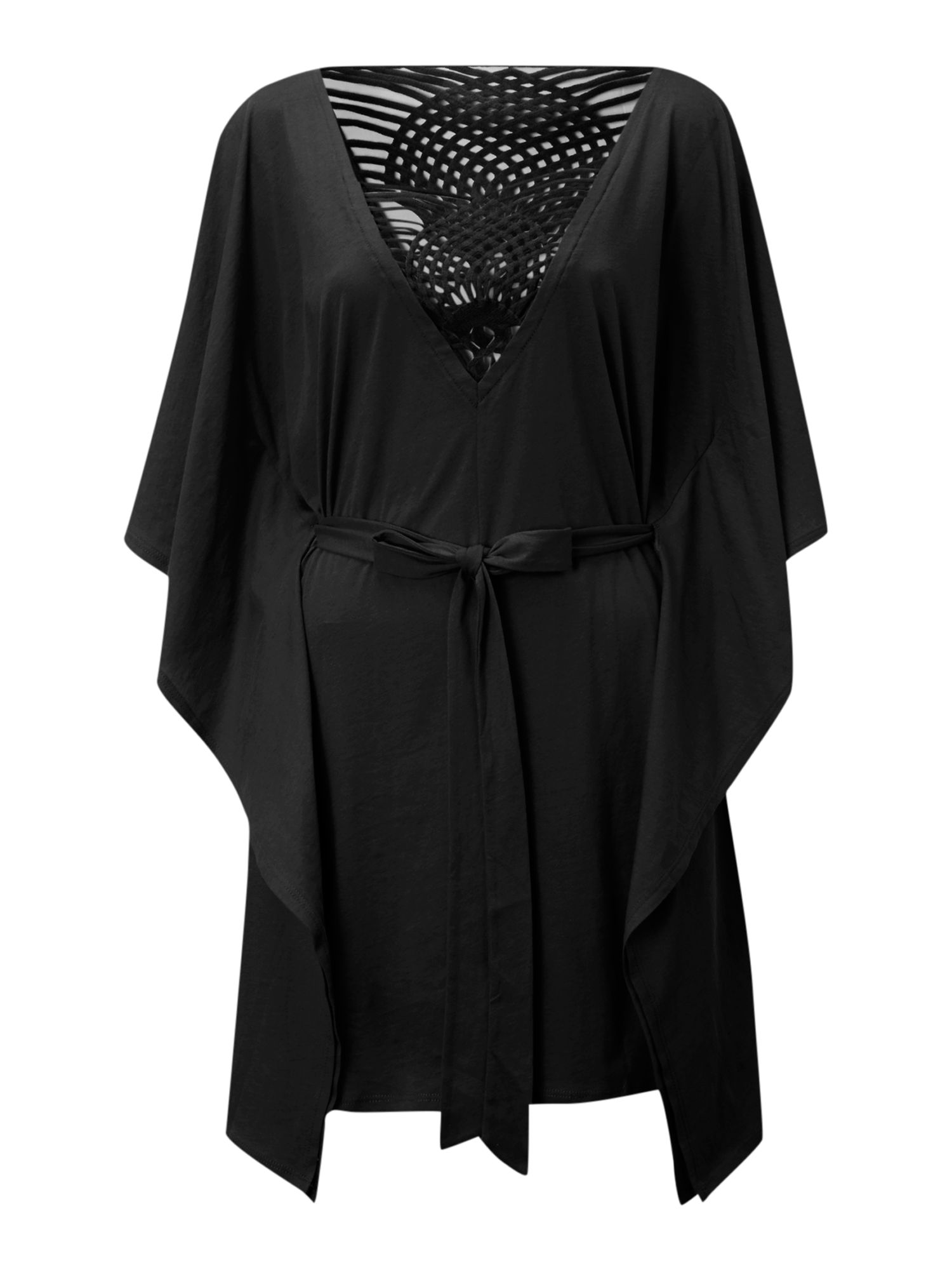 Biba Macrame Back Kaftan with Kimono Sleeves in Black | Lyst