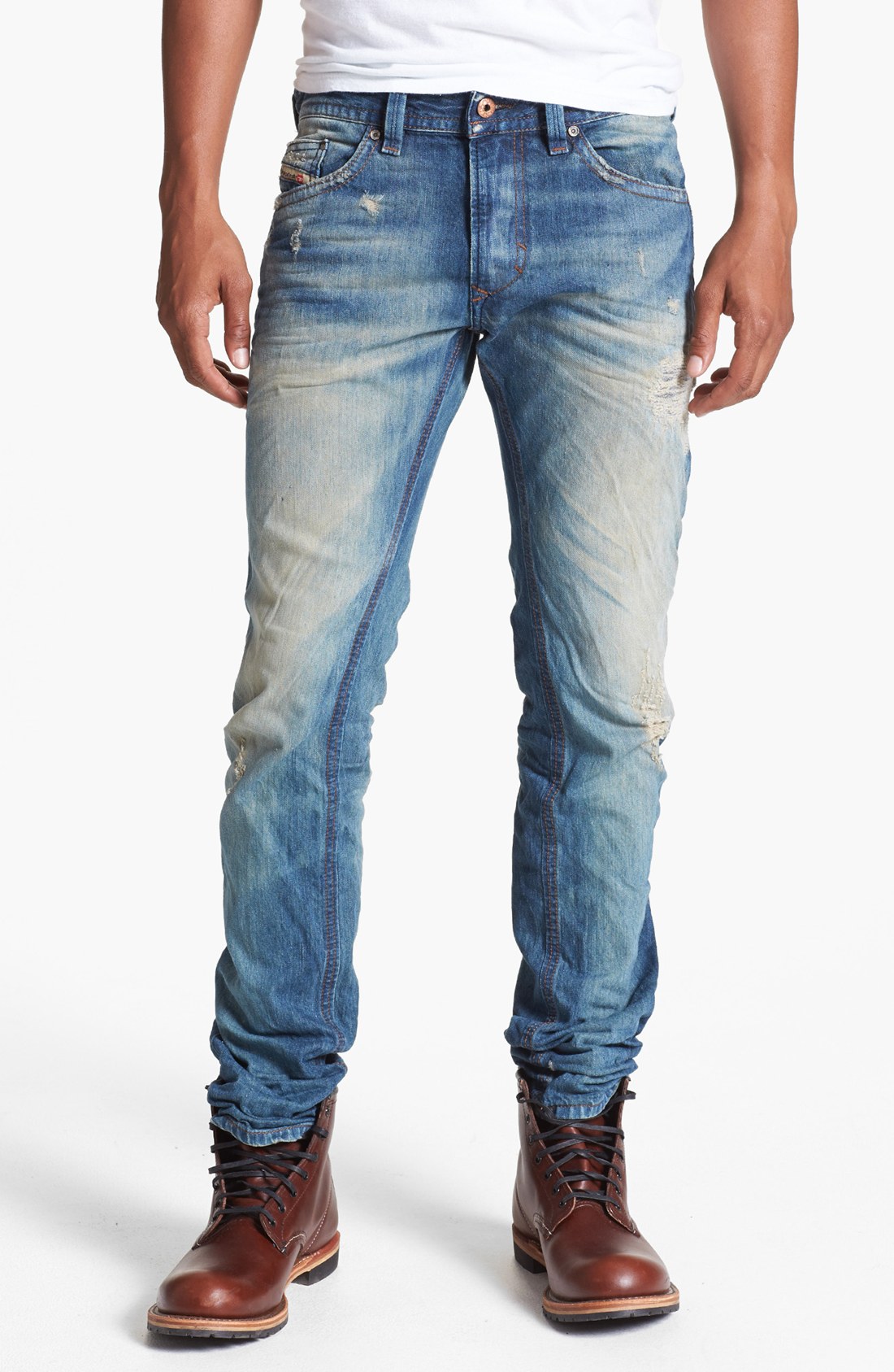 Diesel Thavar Slim Straight Leg Jeans in Blue for Men (0816k) | Lyst