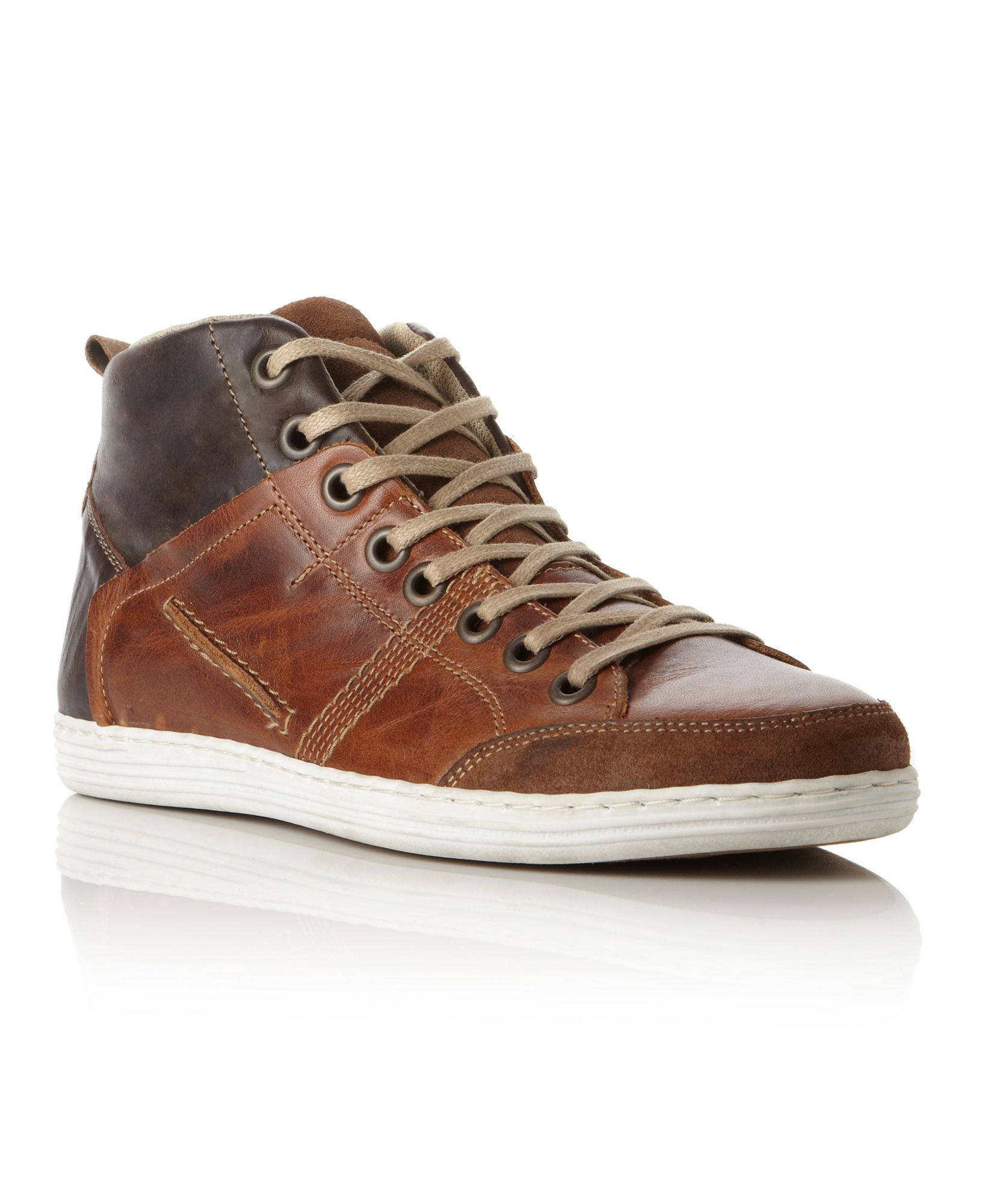 Dune Sacramento Leather Hi-top Trainers in Brown for Men | Lyst