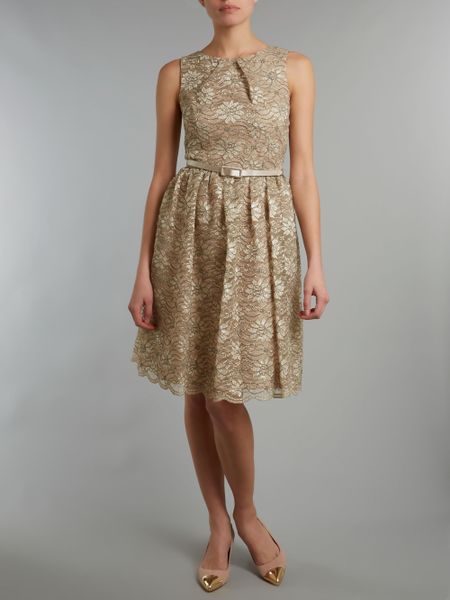 Eliza J Lace Prom Dress in Gold | Lyst