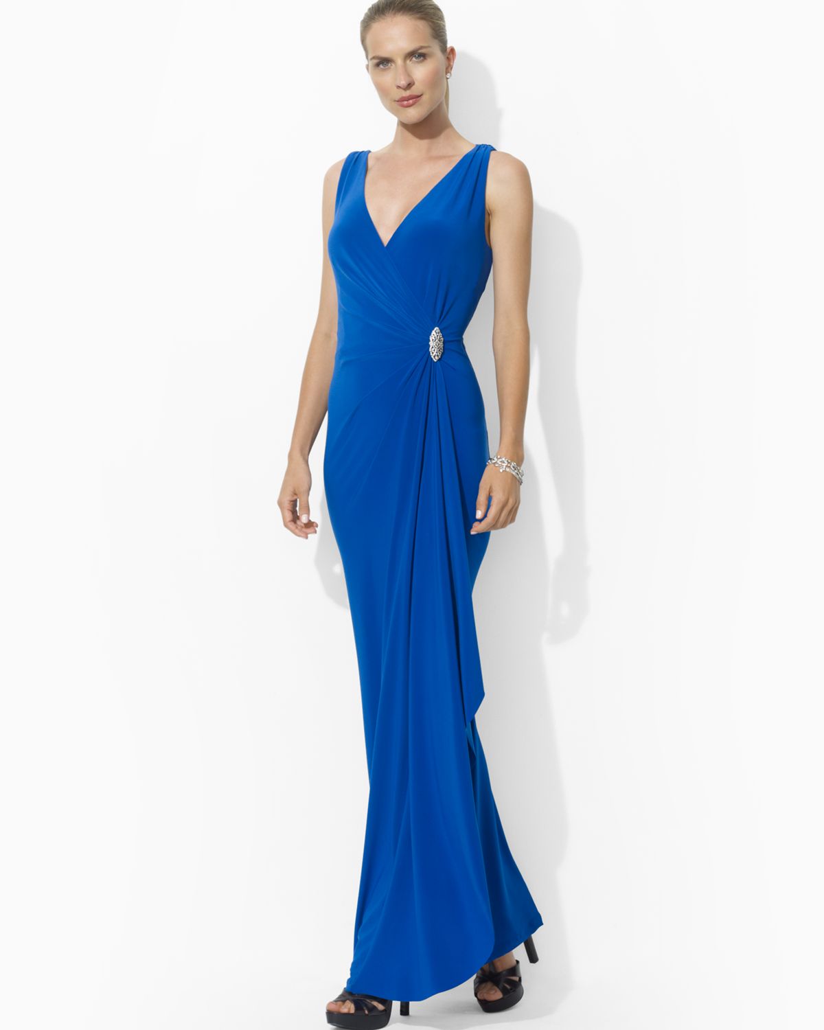 ralph lauren long blue dress