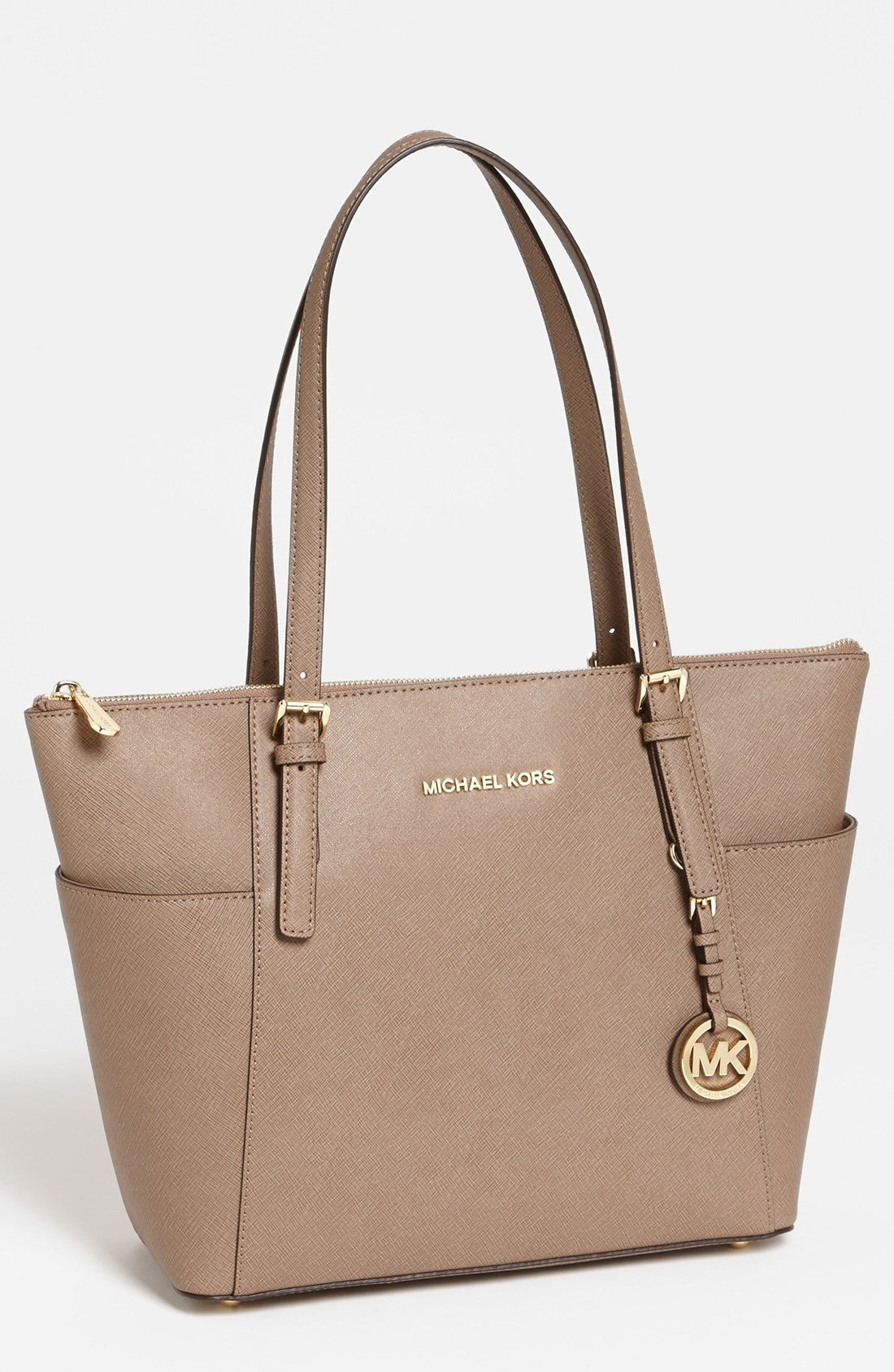 Michael Michael Kors Jet Set Leather Tote in Khaki (Dark Dune) | Lyst