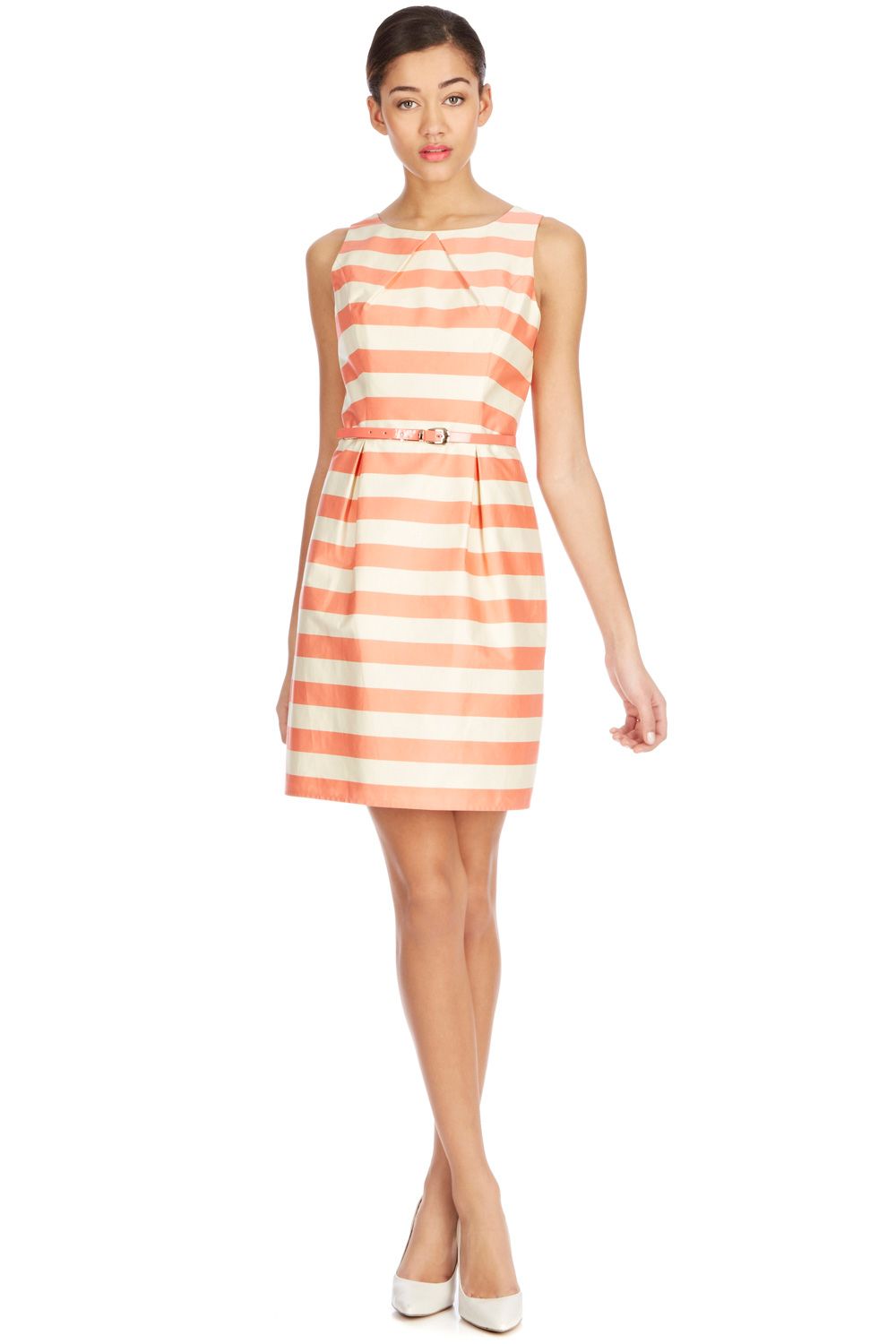 Oasis Leo Stripe Lantern Dress In Orange Lyst