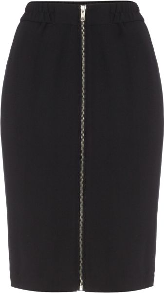 Pied A Terre Zip Front Sport Pencil Skirt in Black | Lyst