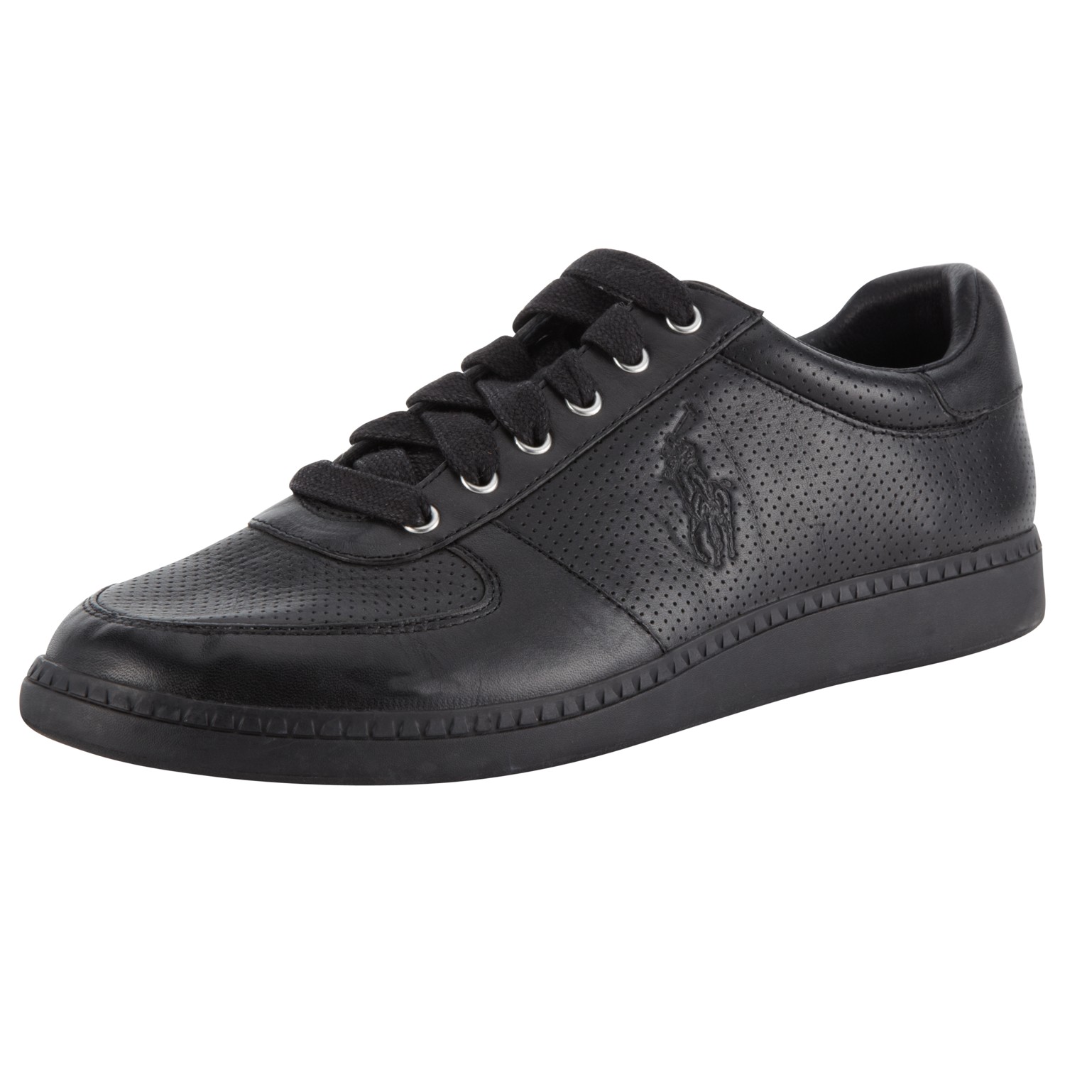 Polo ralph lauren Hernando Leather Trainers in Black for Men | Lyst