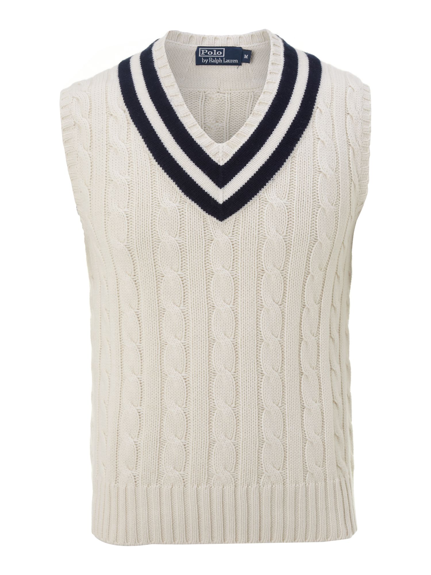 Polo ralph lauren Wimbledon Cable Knitted Tennis Vest in Natural for ...