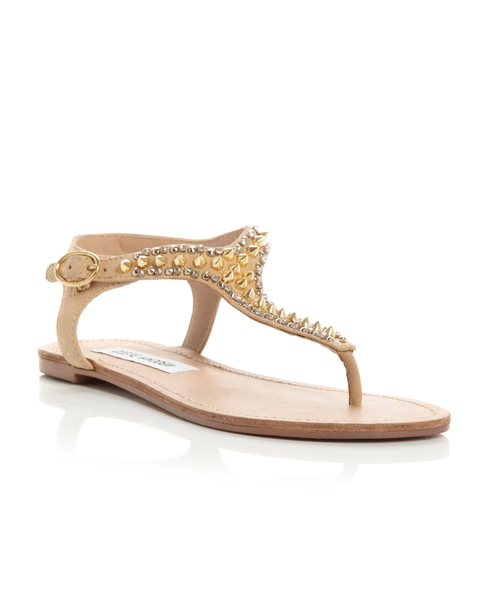 Steve madden Beyyond Studded Toe Thong Sandals in Brown | Lyst