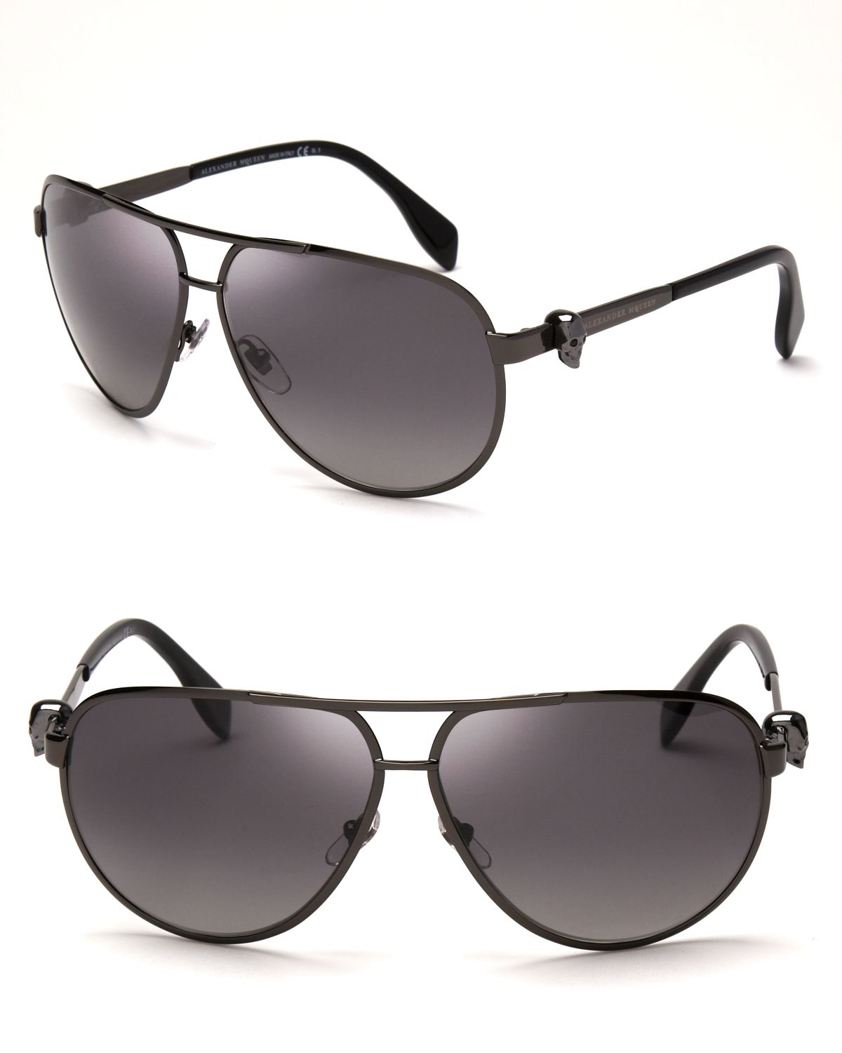 Alexander McQueen Skull Temple Aviator Sunglasses in Black - Lyst
