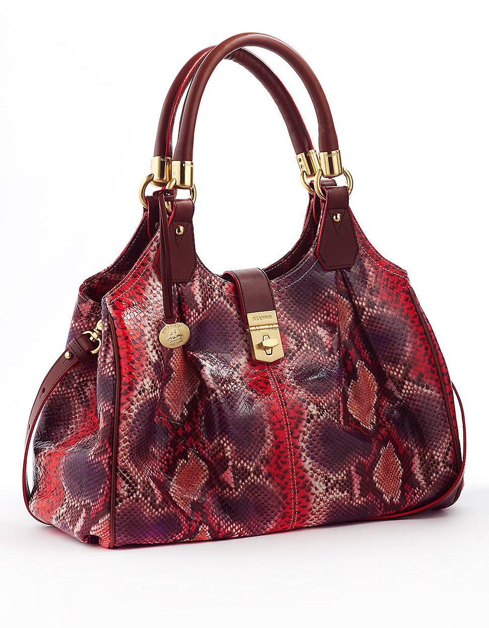 Brahmin Elisa Leather Snake effect Handbag in Purple | Lyst