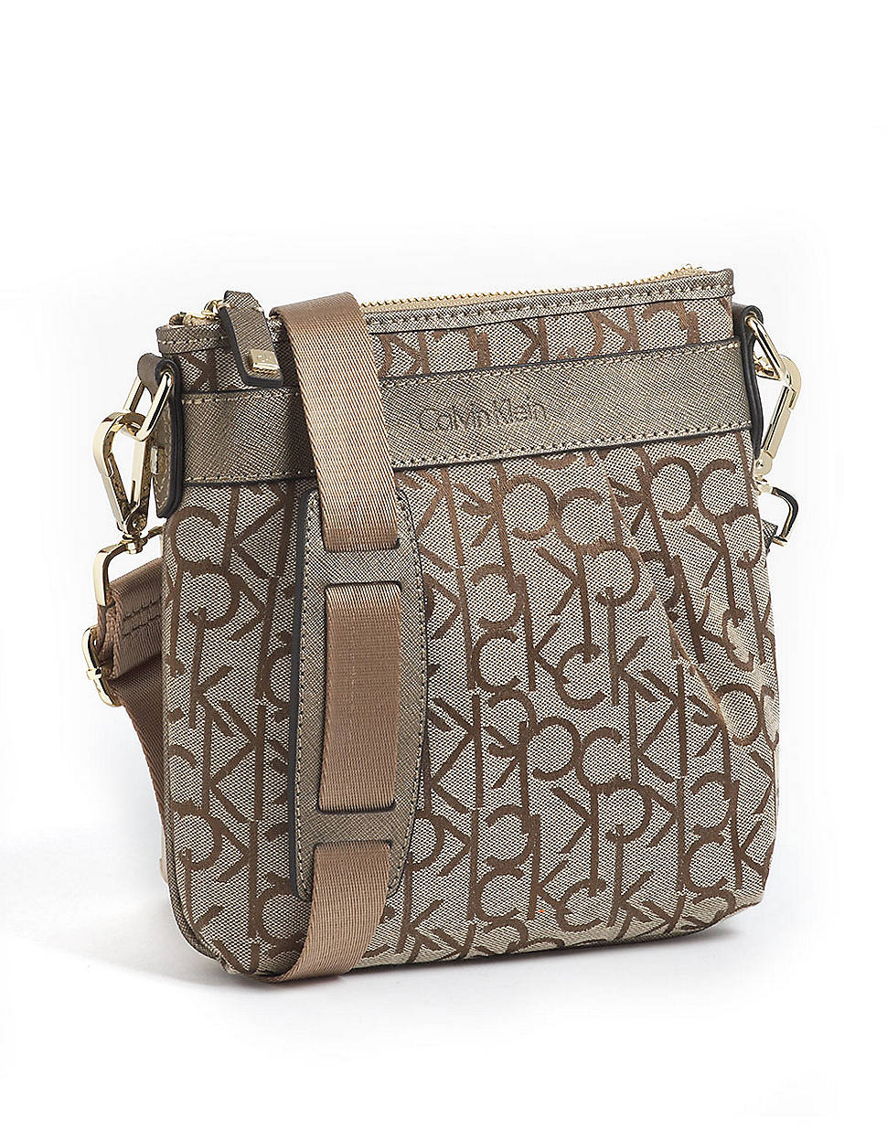 Calvin Klein Monogram Crossbody Bag in Gray (khaki/brown/antique bronze ...