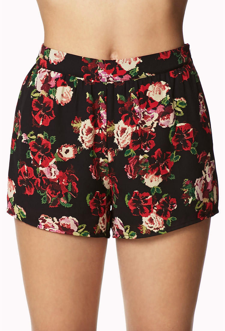 Forever 21 High Waisted Floral Shorts | Lyst