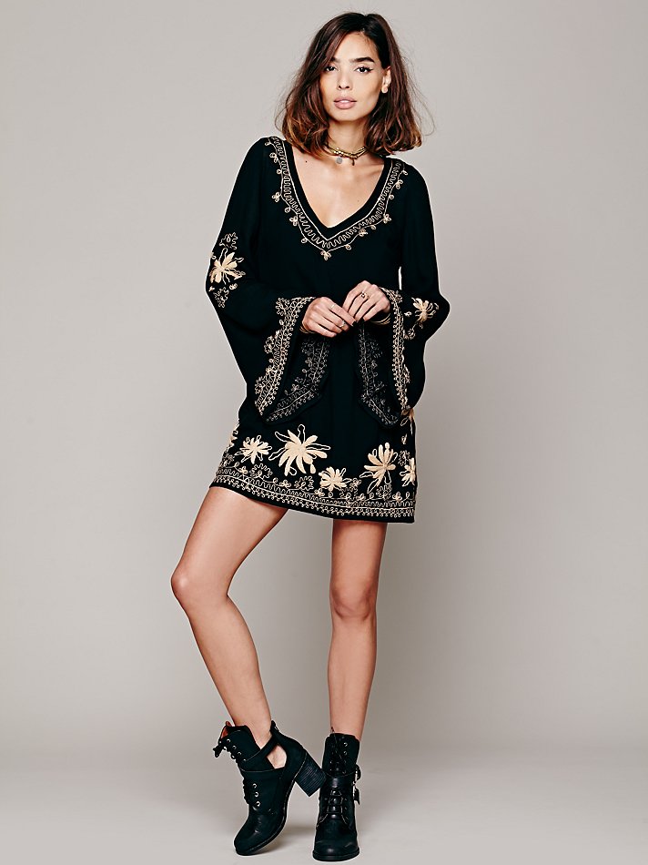 Lyst - Free People Skyfall Embroidered Dress in Black