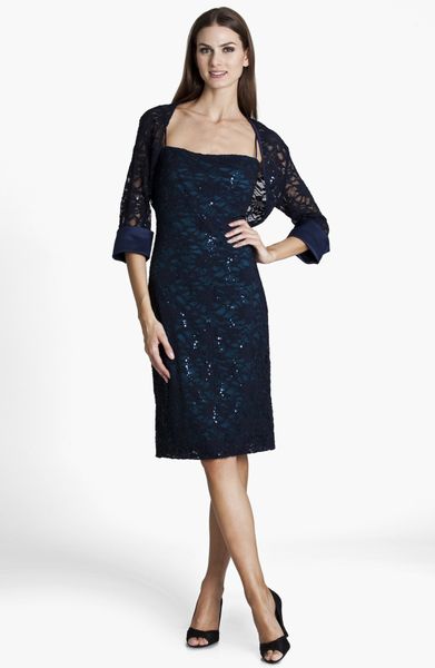 Js Collections Embellished Lace Dress Jacket in Blue (Navy) | Lyst