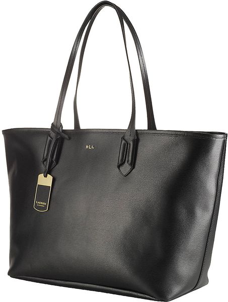 Lauren By Ralph Lauren Tate Classic Leather Tote Bag in Black | Lyst