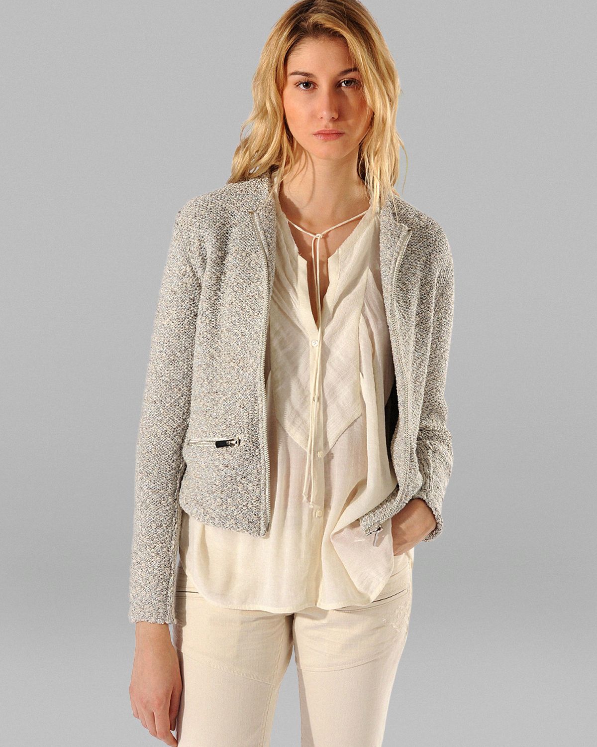  Maje  Cardigan  Abonye Zip Up in Gray Lyst