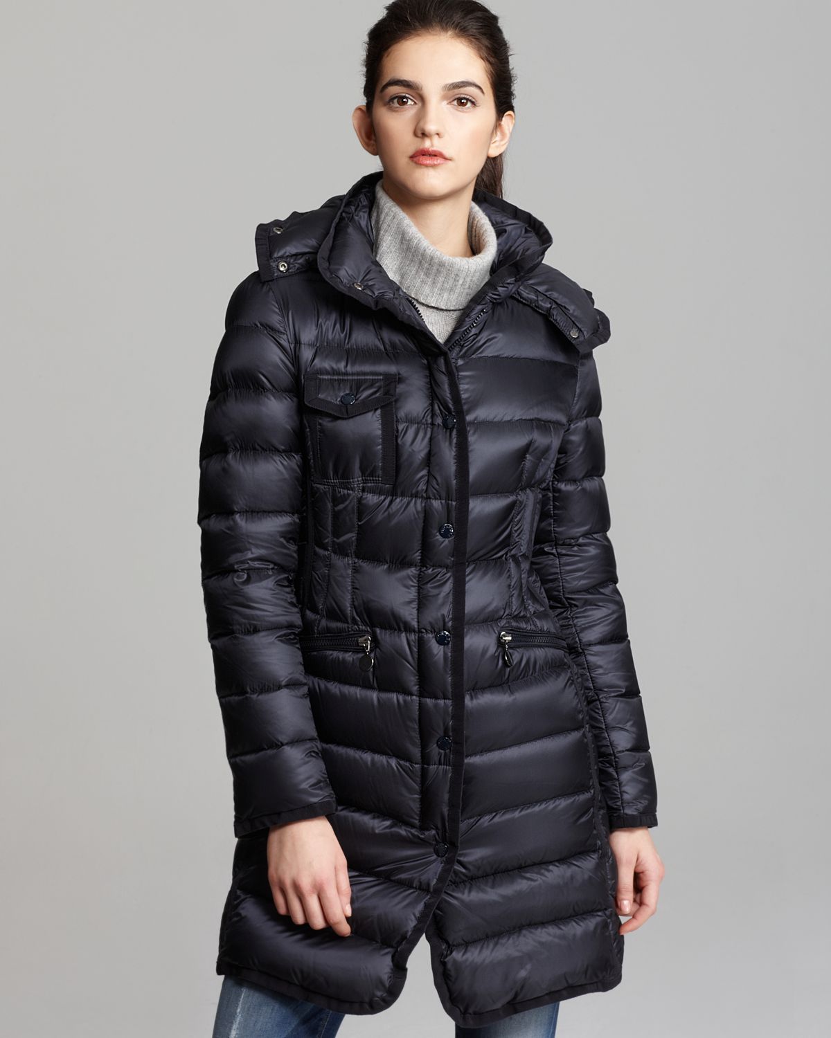 Lyst - Moncler Hermine Collar Down Coat in Blue